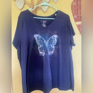 Sonoma Navy Blue Butterfly Graphic Tee
